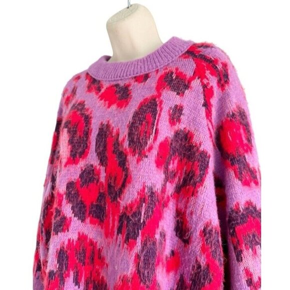 ASOS DESIGN Curve Sweater Animal Pattern Lilac Red Womens Sz 18 - Picture 4 of 9